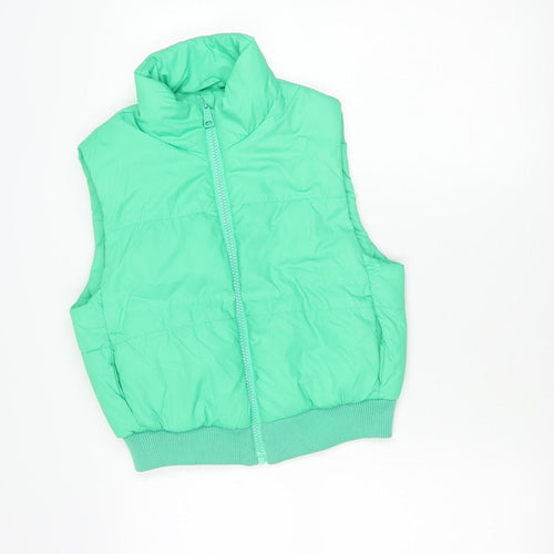H&M Boys Green Puffer Jacket Vest Age 13 Years Sleeveless Winter Casual