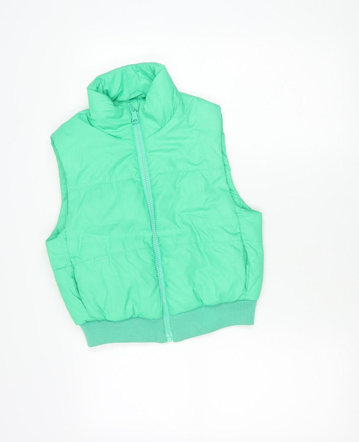H&M Boys Green Puffer Jacket Vest Age 13 Years Sleeveless Winter Casual