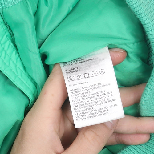 H&M Boys Green Puffer Jacket Vest Age 13 Years Sleeveless Winter Casual