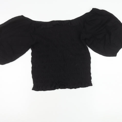 Next Women Black Size 12 Off Shoulder Puff Sleeve Blouse