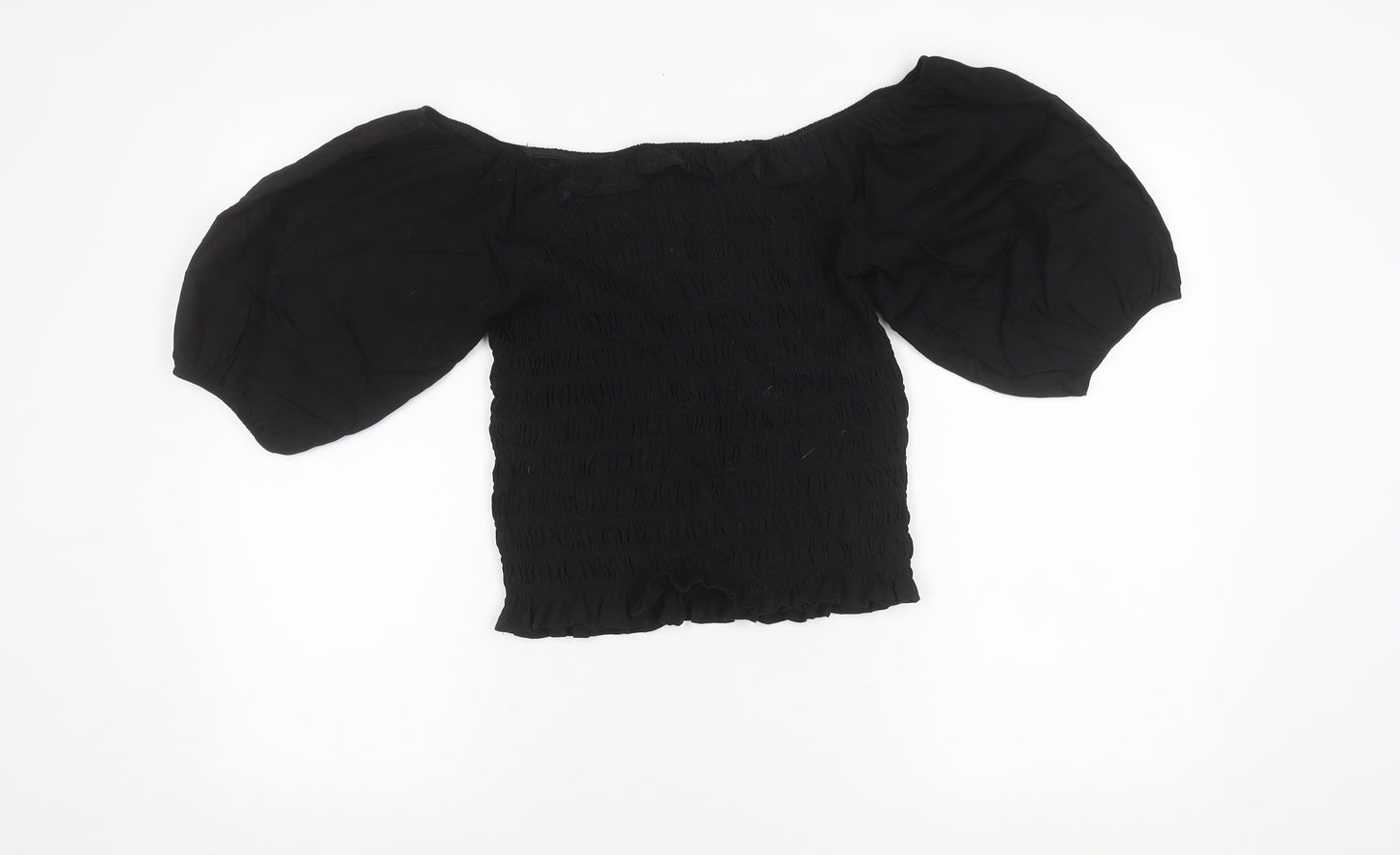 Next Women Black Size 12 Off Shoulder Puff Sleeve Blouse