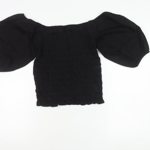 Next Women Black Size 12 Off Shoulder Puff Sleeve Blouse
