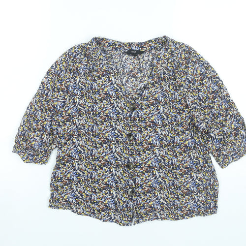 Next Women’s Multicoloured Floral Blouse Size 12 Viscose 3/4 Sleeve