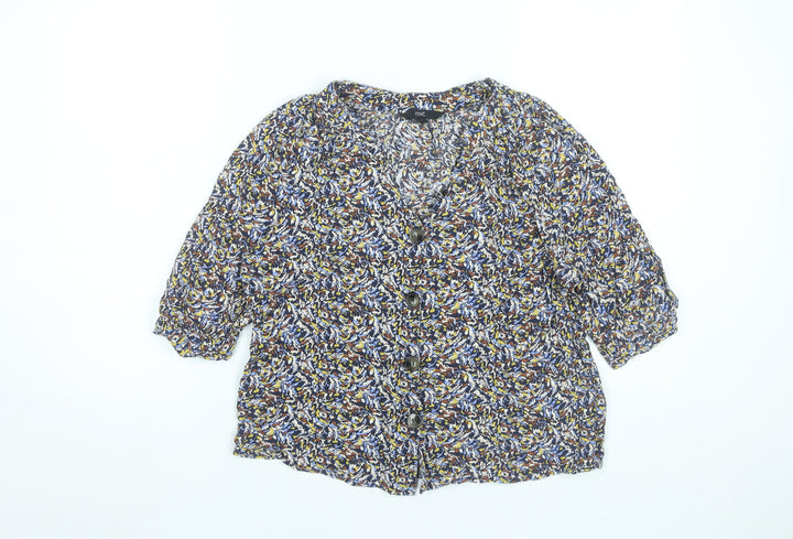 Next Women’s Multicoloured Floral Blouse Size 12 Viscose 3/4 Sleeve
