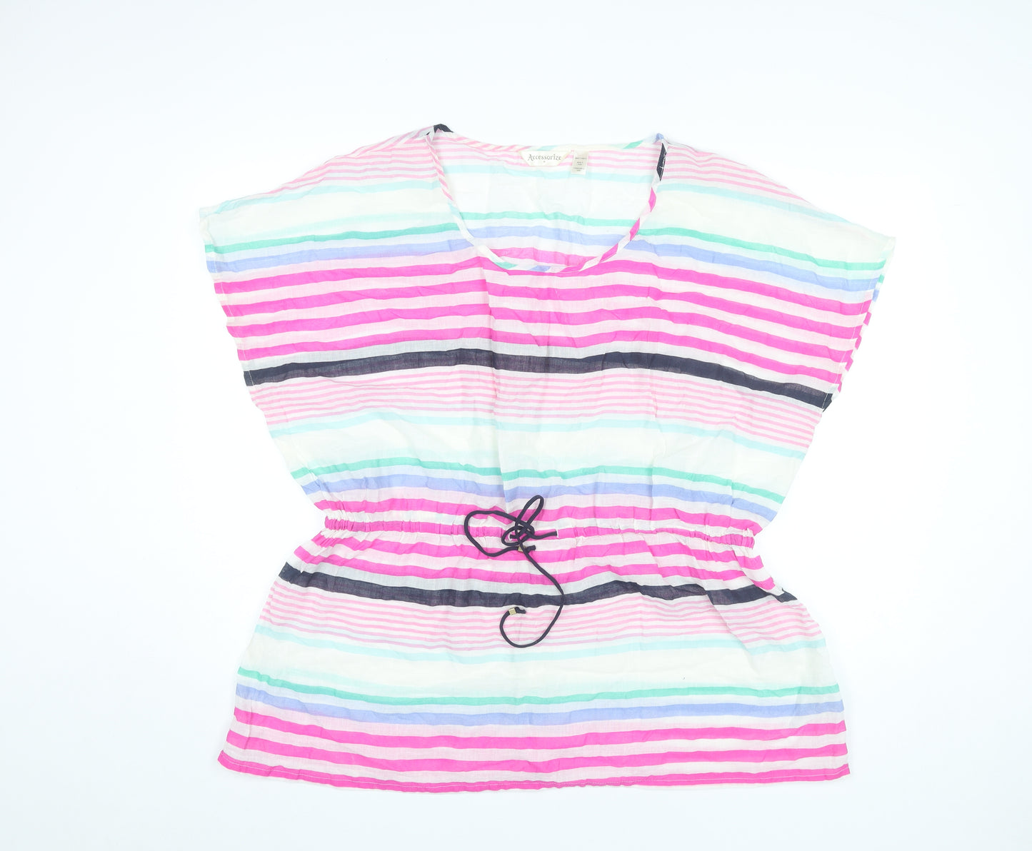Accessorize Womens Multicoloured Striped Cotton Tunic Blouse M