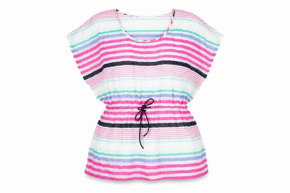 Front view of Accessorize women’s multicoloured striped cotton tunic blouse m