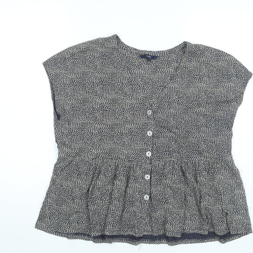 Next Women’s Black Geometric Cotton Tunic Blouse UK 16