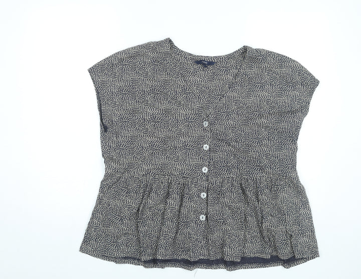 Next Women’s Black Geometric Cotton Tunic Blouse UK 16