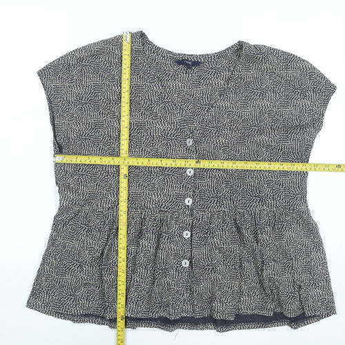 Next Women’s Black Geometric Cotton Tunic Blouse UK 16