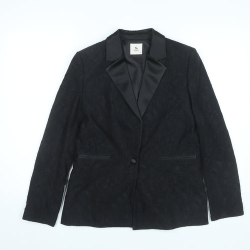Tu Women Black Size 8 Tuxedo Blazer Jacket Shawl Lapel