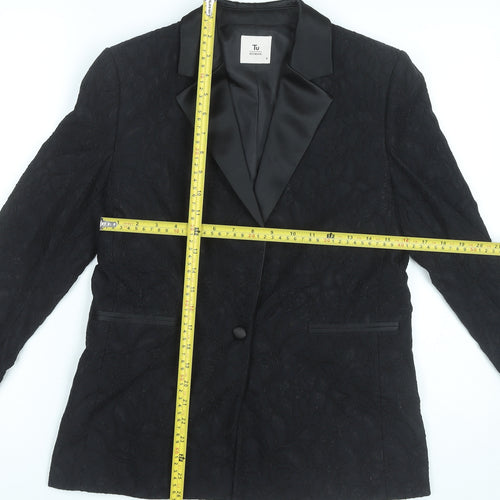 Tu Women Black Size 8 Tuxedo Blazer Jacket Shawl Lapel