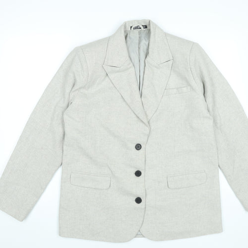 Nasty Gal Women Beige Wool Blend Blazer Jacket UK 10 Business Formal