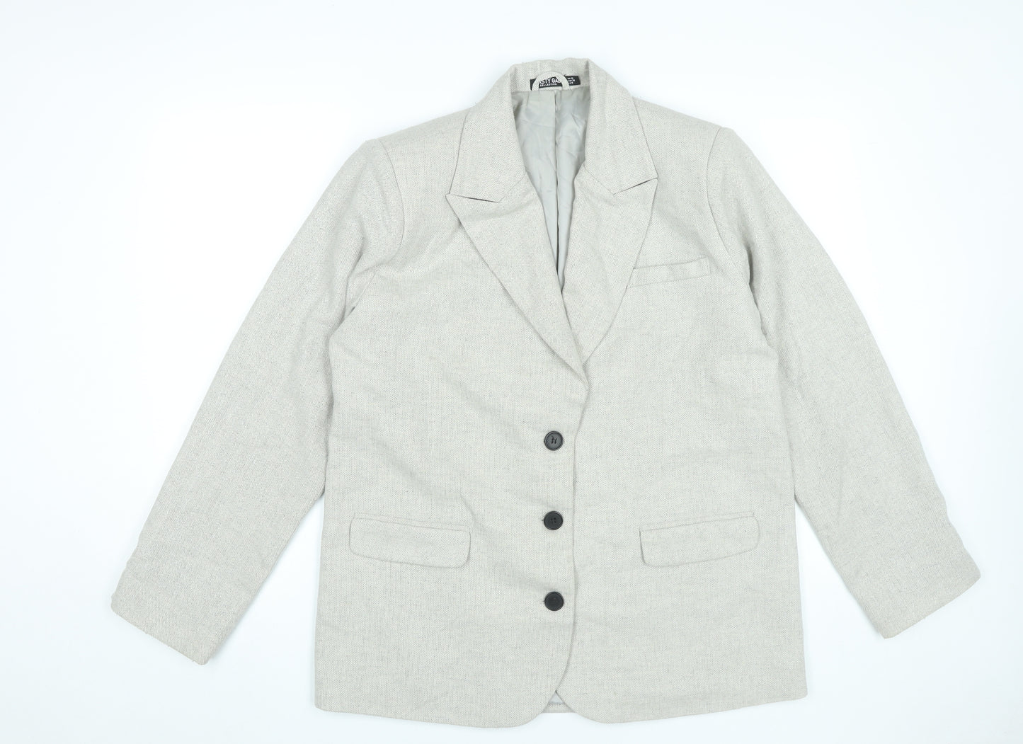 Nasty Gal Women Beige Wool Blend Blazer Jacket UK 10 Business Formal