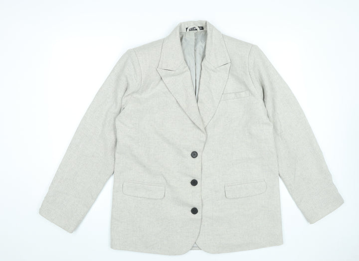 Nasty Gal Women Beige Wool Blend Blazer Jacket UK 10 Business Formal