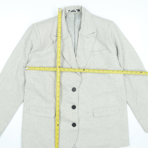 Nasty Gal Women Beige Wool Blend Blazer Jacket UK 10 Business Formal