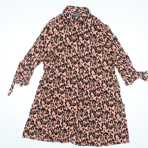Primark Women’s Pink Leopard Print Shirt Dress Size 14