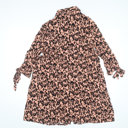 Primark Women’s Pink Leopard Print Shirt Dress Size 14