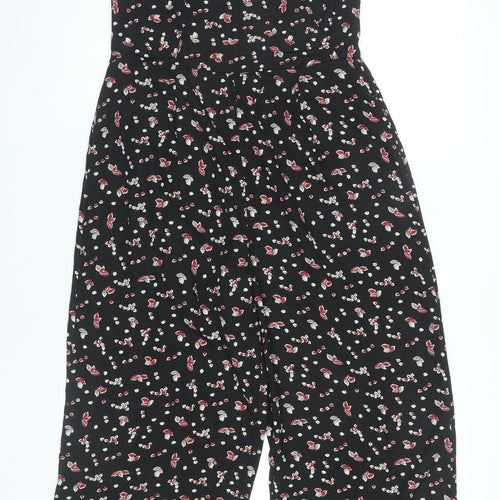 Zalora Womens Black Floral Wide-Leg Sleeveless Jumpsuit XL