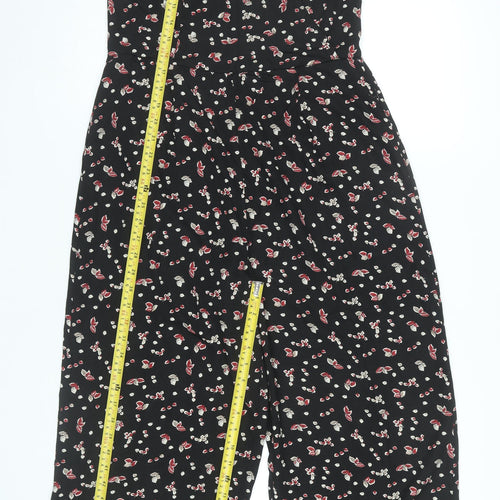 Zalora Womens Black Floral Wide-Leg Sleeveless Jumpsuit XL