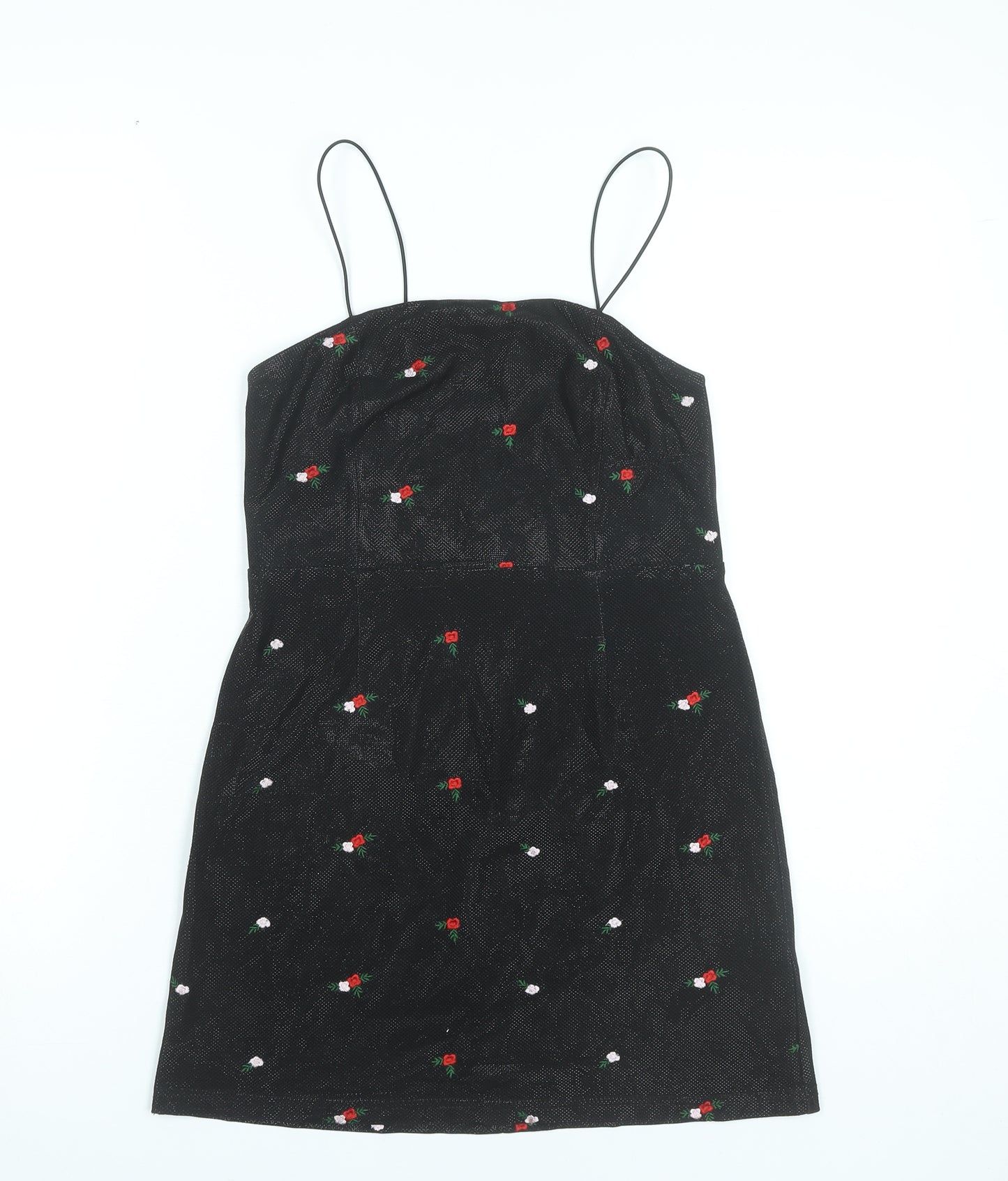 Urban Outfitters Women’s Black Floral Embroidered Slip Dress S
