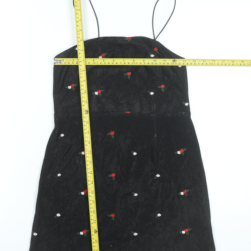 Urban Outfitters Women’s Black Floral Embroidered Slip Dress S