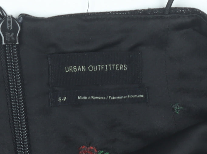 Urban Outfitters Women’s Black Floral Embroidered Slip Dress S