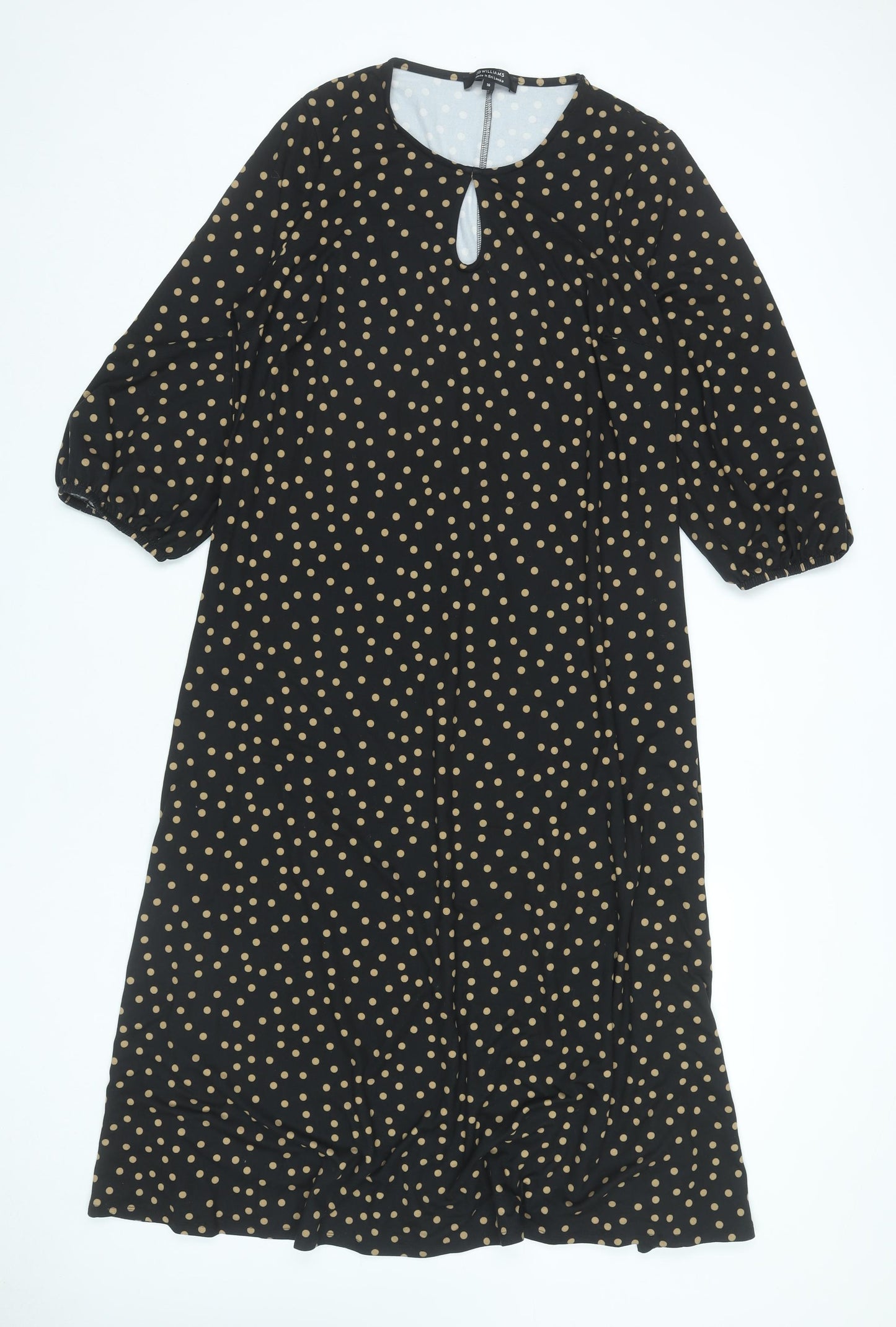 JD Williams Women Black Polka Dot Midi Dress Size 16 A-Line