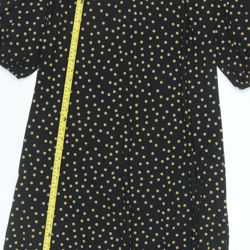 JD Williams Women Black Polka Dot Midi Dress Size 16 A-Line