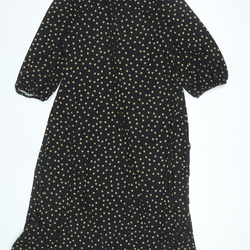 JD Williams Women Black Polka Dot Midi Dress Size 16 A-Line