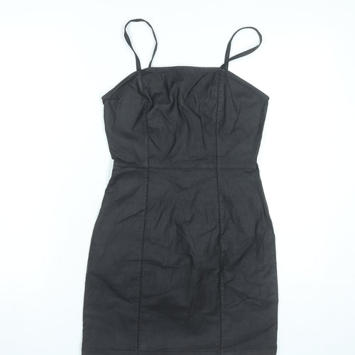 Denim Co Women’s Black Bodycon Dress Size 8 Short Strappy Stretch