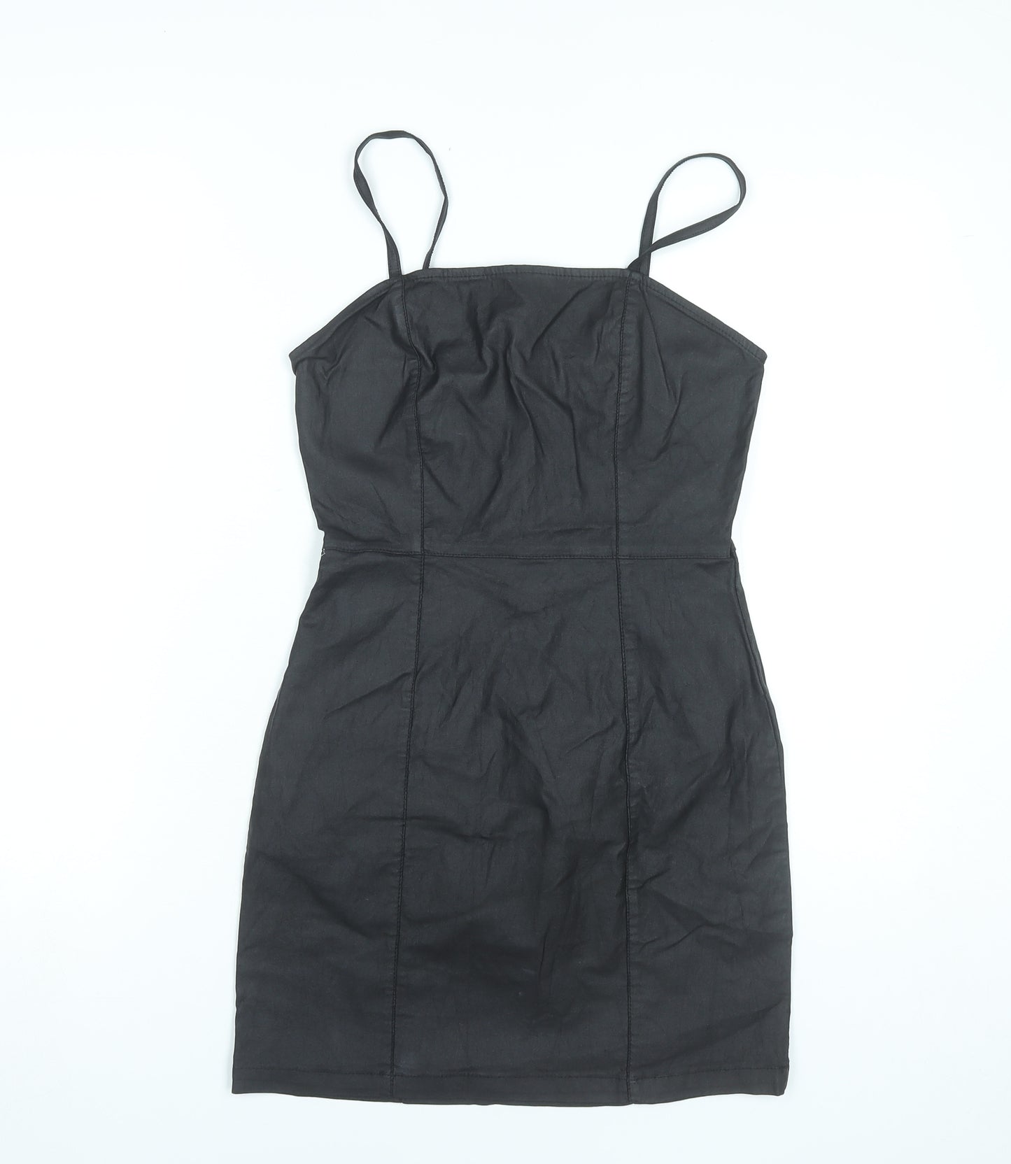 Denim Co Women’s Black Bodycon Dress Size 8 Short Strappy Stretch