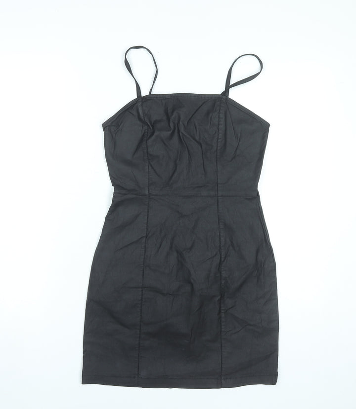 Denim Co Women’s Black Bodycon Dress Size 8 Short Strappy Stretch