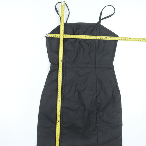 Denim Co Women’s Black Bodycon Dress Size 8 Short Strappy Stretch