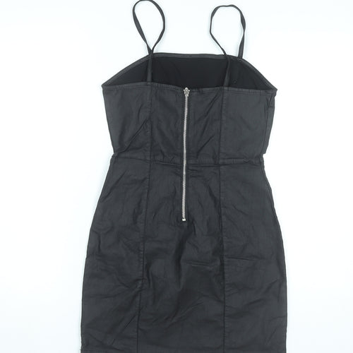 Denim Co Women’s Black Bodycon Dress Size 8 Short Strappy Stretch