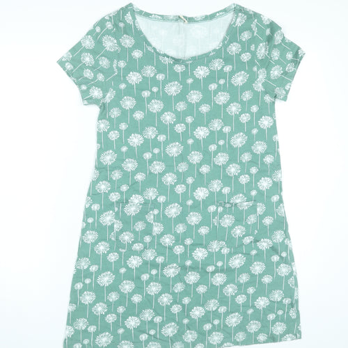 SCOUT Womens Green Floral Cotton Shift Dress S Knee Length