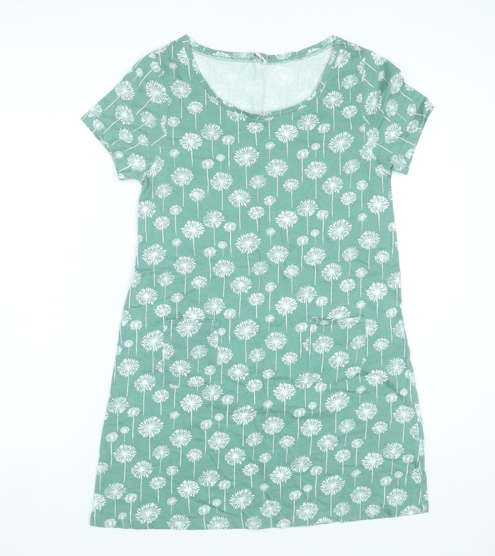 SCOUT Womens Green Floral Cotton Shift Dress S Knee Length