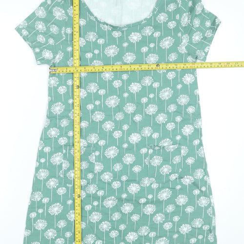 SCOUT Womens Green Floral Cotton Shift Dress S Knee Length