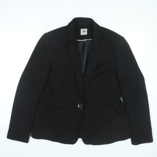 Tu Women Black Size 16 Notch Lapel Blazer Jacket Workwear