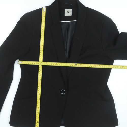 Tu Women Black Size 16 Notch Lapel Blazer Jacket Workwear