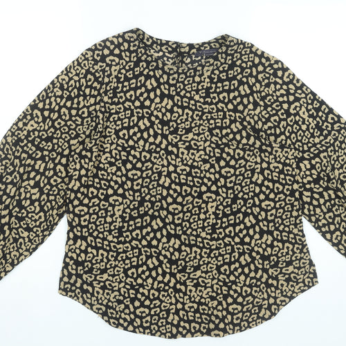 Marks and Spencer Womens Leopard Print Blouse Size 12 Long Sleeve