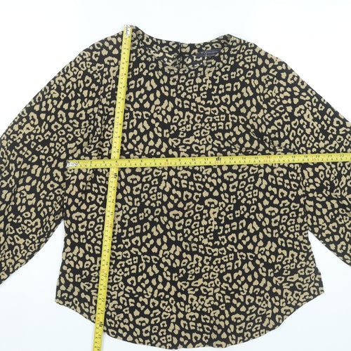 Marks and Spencer Womens Leopard Print Blouse Size 12 Long Sleeve