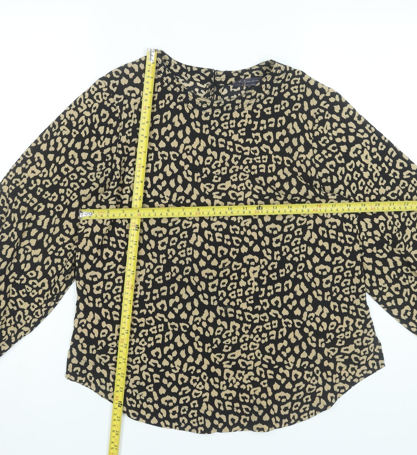 Marks and Spencer Womens Leopard Print Blouse Size 12 Long Sleeve