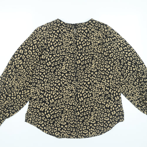 Marks and Spencer Womens Leopard Print Blouse Size 12 Long Sleeve