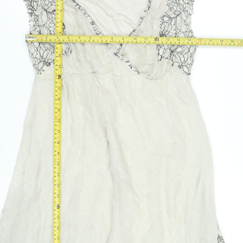 Mint Velvet Women’s Ivory Lace Wrap Dress Size 12 Silk Knee Length