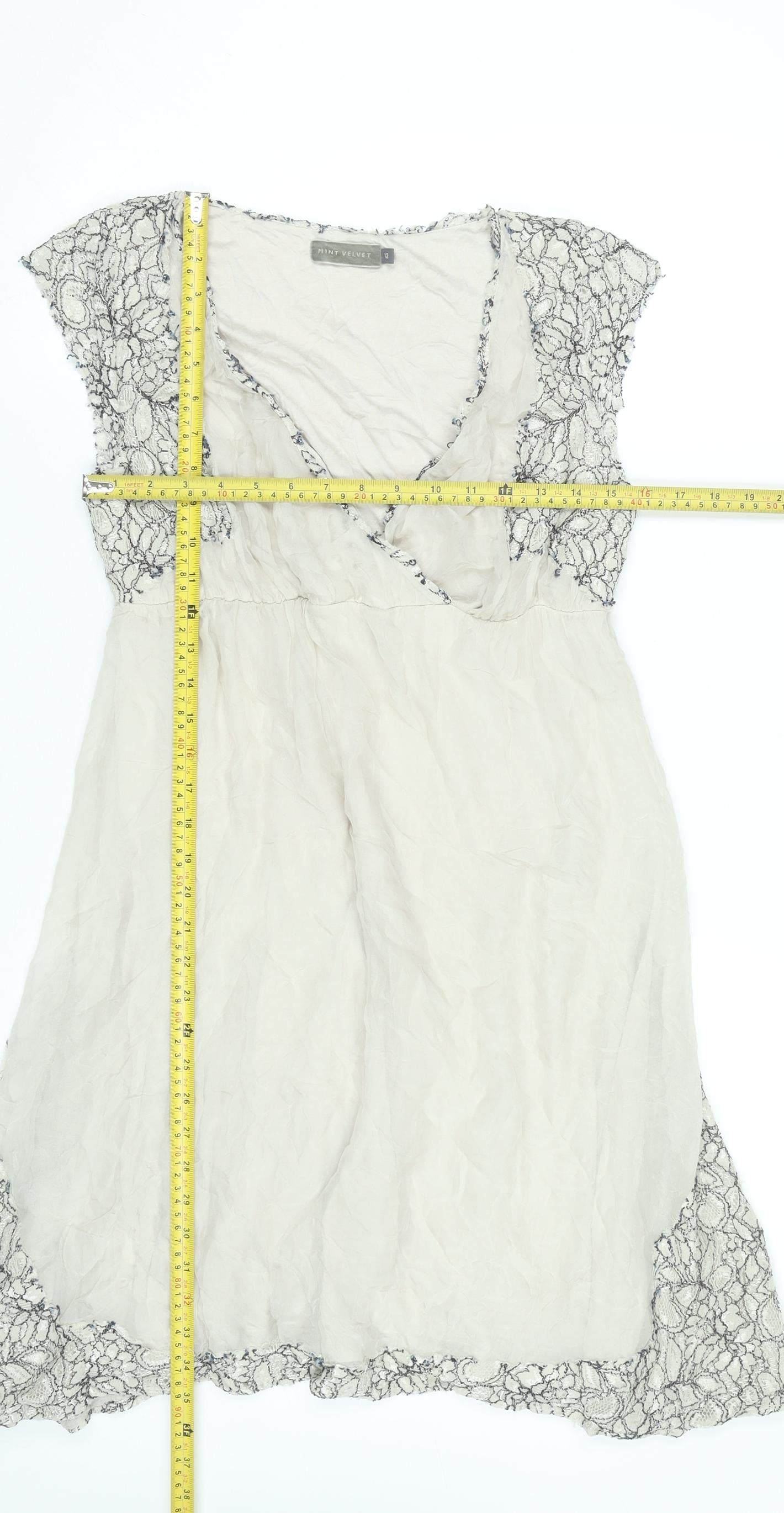 Mint Velvet Women’s Ivory Lace Wrap Dress Size 12 Silk Knee Length