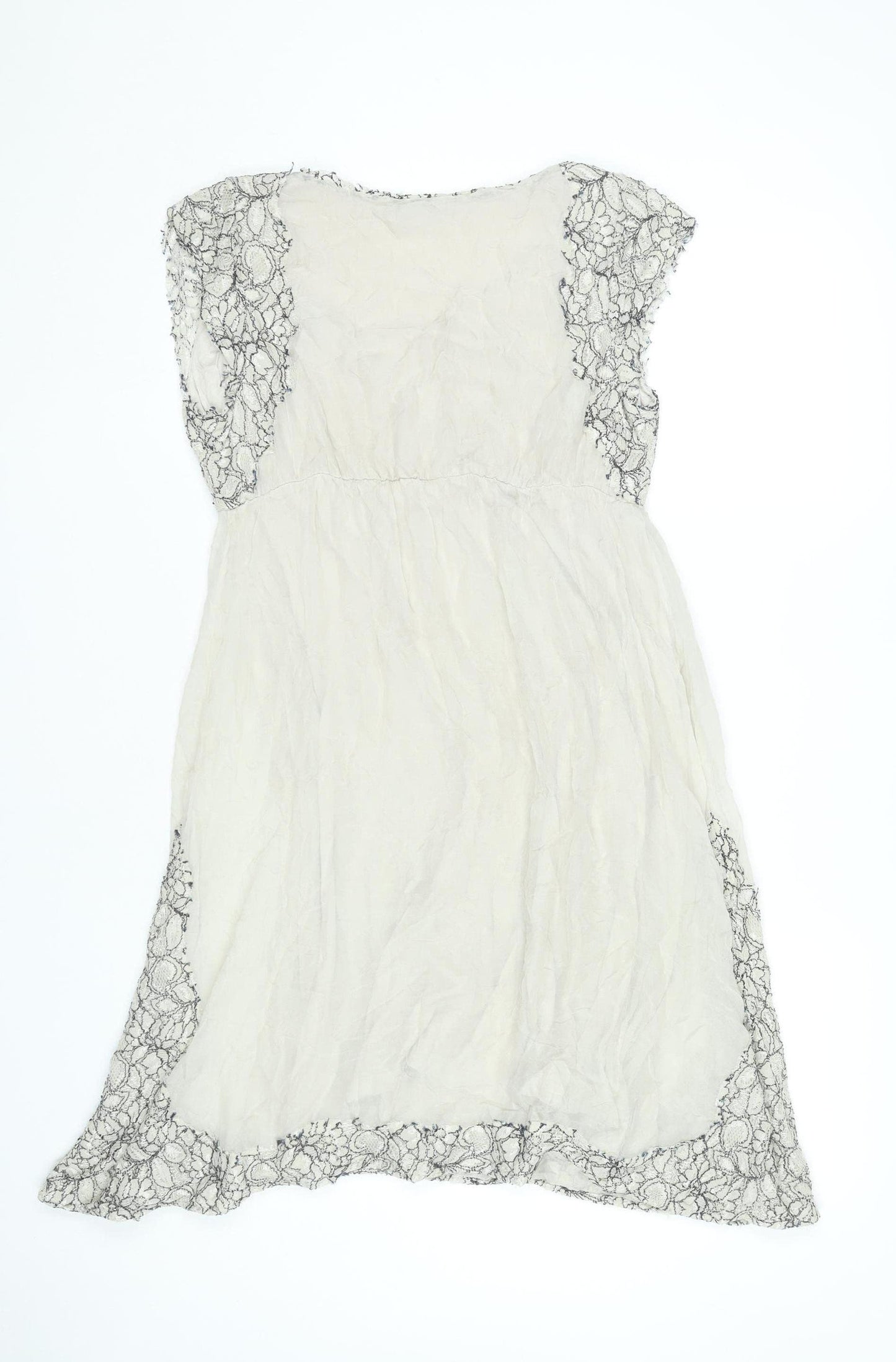 Mint Velvet Women’s Ivory Lace Wrap Dress Size 12 Silk Knee Length