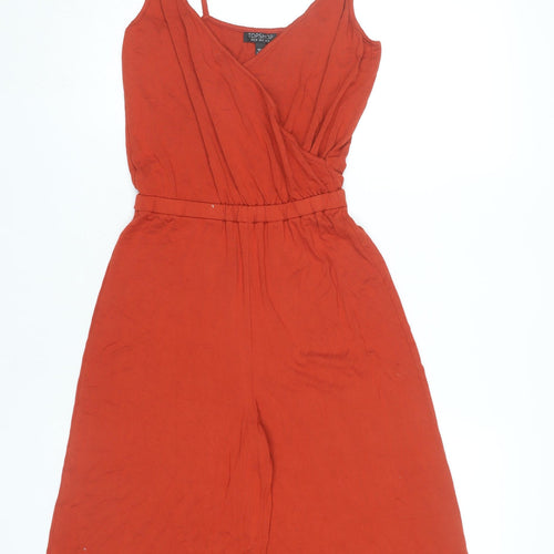 Topshop Womens Red Strappy Wide-Leg Jumpsuit Size 8