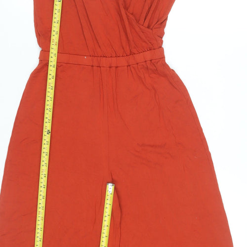 Topshop Womens Red Strappy Wide-Leg Jumpsuit Size 8