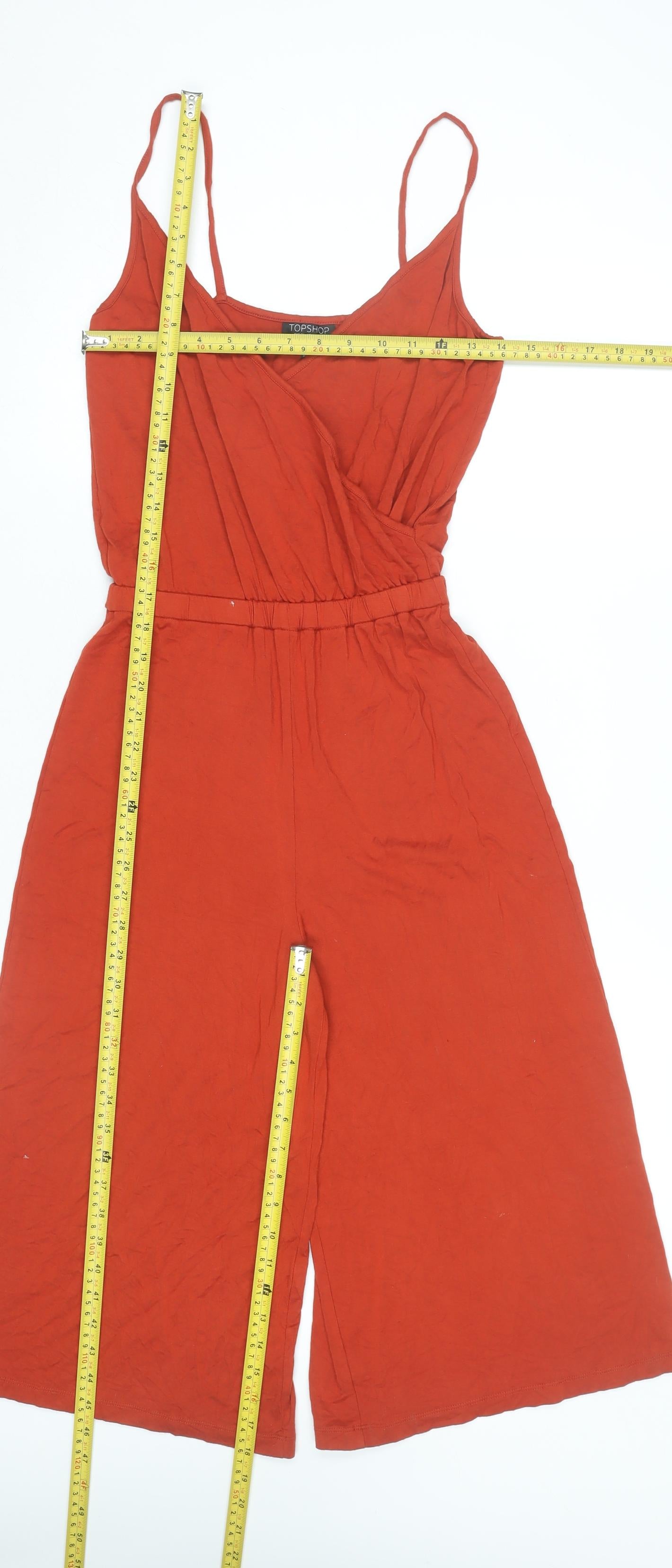Topshop Womens Red Strappy Wide-Leg Jumpsuit Size 8
