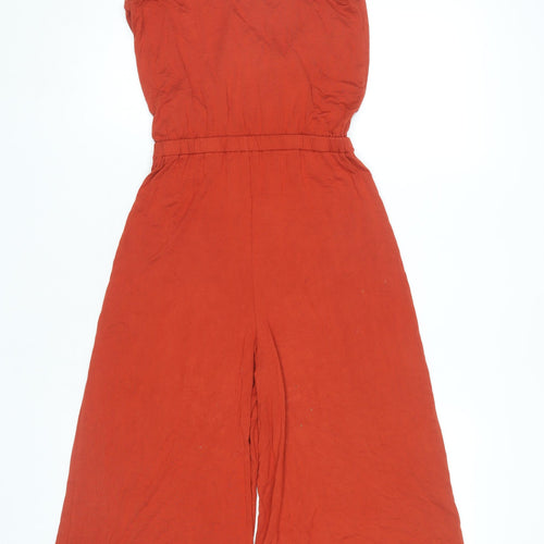 Topshop Womens Red Strappy Wide-Leg Jumpsuit Size 8